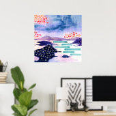 Fun Colourful Scottish Loch Watercolour Poster (Bureau à domicile)