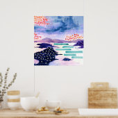 Fun Colourful Scottish Loch Watercolour Poster (Cuisine)