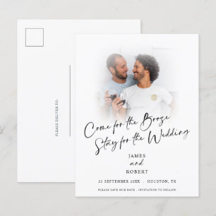 Fun Come For Booze Foto's Sla de datum op Aankondi Aankondigingskaart