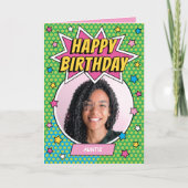 Fun Comic Birthday Stars Auntie Custom Photos Kaart (Voorkant)