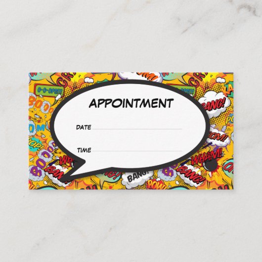 Fun Comic Book Discours Bubble Carte de rendez-vou (Devant)