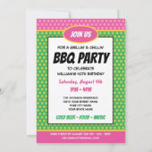 Fun Comic Style Any Age Birthday Party BBQ Kaart (Achterkant)