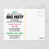Fun Comic Style Any Age Birthday Party BBQ Roze Briefkaart (Achterkant)