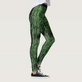 Fun Computer Data Matrix Code Green Yoga Leggings (Rechts)