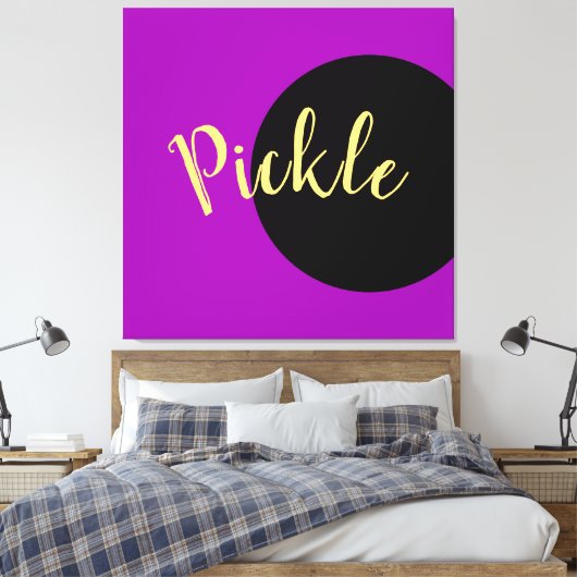 Fun Cool Bold Paars Black Pickleball Motto-script Canvas Afdruk (Insitu (Slaapkamer))