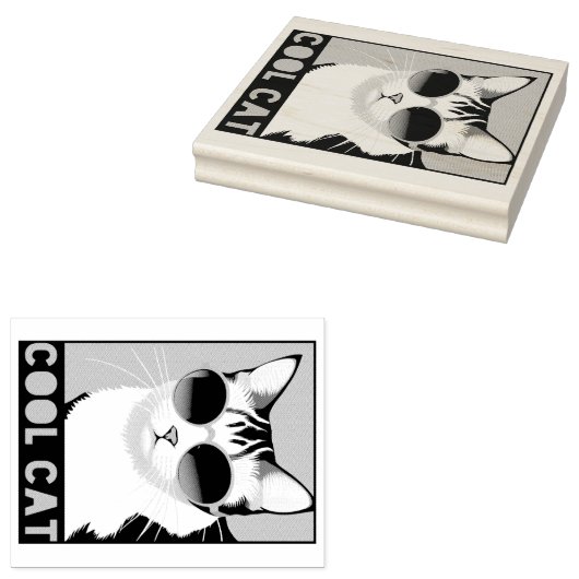 Fun Cool Cat Rubberstempel (Gestempeld)