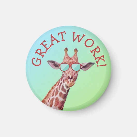 Fun Cool Cute Giraffe Great Work Quote Teacher Magneet (Voorkant)