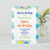 Fun Cool Dinosaur Birthday Party Kaart (Staand voorkant)