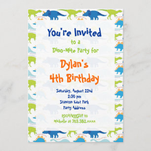 Fun Cool Dinosaur Birthday Party Kaart