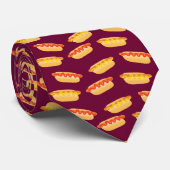 Fun Cool Funny Hot Dog Dark Red Burgundy Mannen Stropdas (Opgerold)