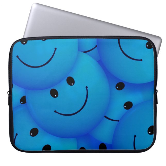 Fun Cool Happy Blue Facks Laptop Sleeve (Voorkant)