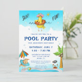 Fun Cool Pool Party Birthday Kaart (Staand voorkant)