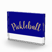 Fun Cool Royal Blue White Base Pickleball Script Fotoblokken (Rechts)