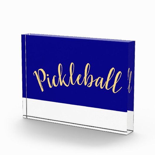 Fun Cool Royal Blue White Base Pickleball Script Fotoblokken (Rechts)