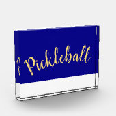 Fun Cool Royal Blue White Base Pickleball Script Fotoblokken (Links)