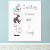 Fun Counting Sheep tot ik slaap Quote Canvas Afdruk (Insitu (Houten vloer))
