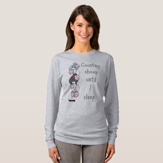 Fun Counting Sheep tot ik slaap Quote T-shirt (Voorkant volledig)