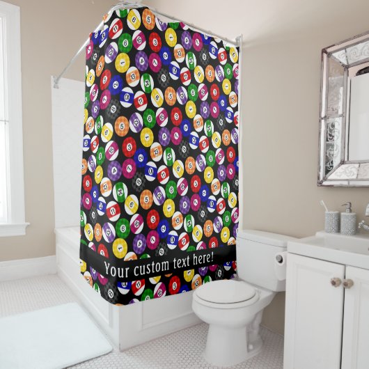 Fun Country Style Checkered Billiards Pattern Douchegordijn (In situ)