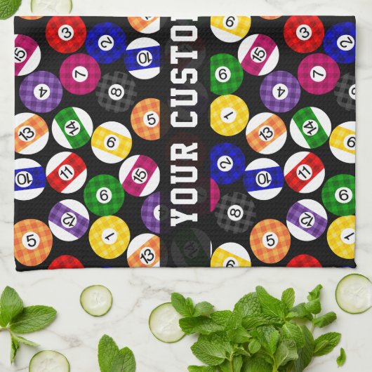 Fun Country Style Checkered Billiards Pattern Theedoek (Gevouwen)