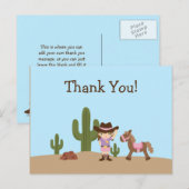 Fun cowgirl western fille merci carte postale (Devant / Derrière)