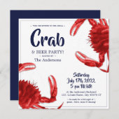 Fun Crab Boil White Summer Party Aangepaste Uitnod Kaart (Voorkant / Achterkant)