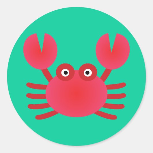 Fun Crab Ronde Sticker (Voorkant)