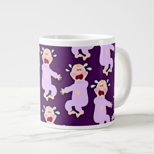 Fun Cranky Crybaby Characters Cartoon Art Extra Grote Mok (Voorkant rechts)