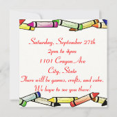 Fun Crayon Birthday Party Kaart (Achterkant)