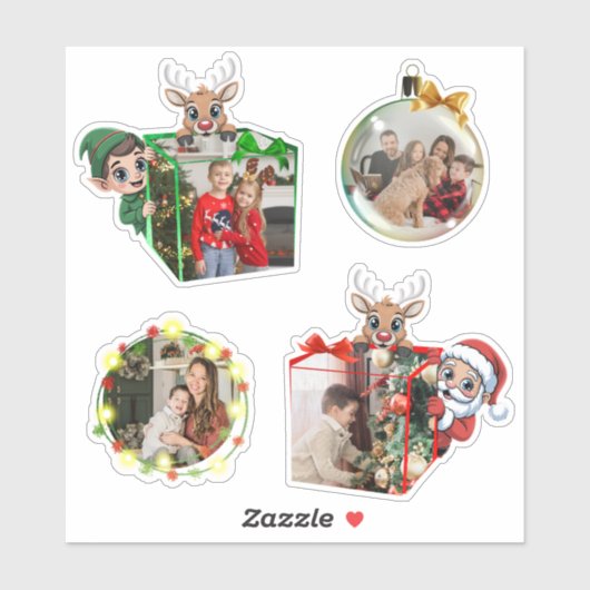 Fun Create Your Own Christmas Photo Custom Holiday Sticker (Vel)