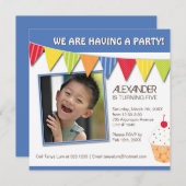 Fun Cupcake Birthday Party Invitation Kaart (Voorkant / Achterkant)