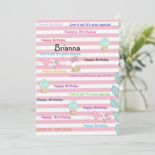 FUN Cupcake Happy Birthday uitnodiging (Staand voorkant)