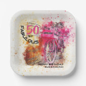 Fun Custom Aged Birthday Girly Bicycle Papieren Bordje (Voorkant)