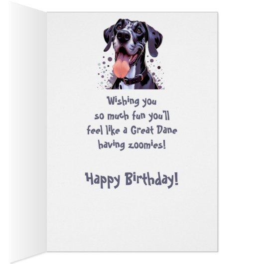 Fun Custom Birthday Great Dane Chien Zoomics (Intérieur (Droit))
