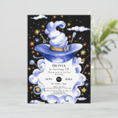 Fun Custom Broom Wizard Verjaardag Kaart (Staand voorkant)