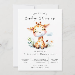 Fun Custom Giraffe Baby shower Kaart