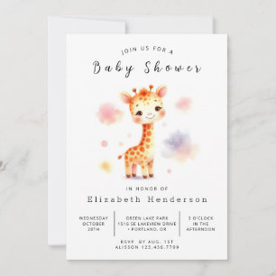 Fun Custom Giraffe Baby shower Kaart
