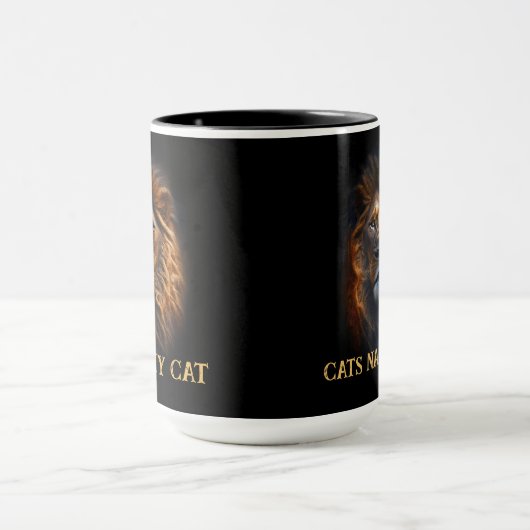 Fun Custom "I Love My Cat" Lion Coffee Mug (Centre)