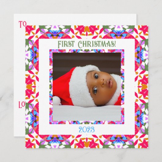 Fun Custom Jolly Festive Christmas Photo Carte Cad (Devant / Derrière)