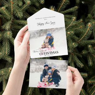 Fun Custom Kerstmis Typografie Foto All In One Uitnodiging