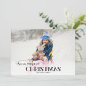 Fun Custom Kerstmis Typografie Foto Feestdagenkaart (Staand voorkant)