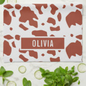 Fun Custom Name Ayrshire Koe Animal Print Patroon Theedoek (Gevouwen)
