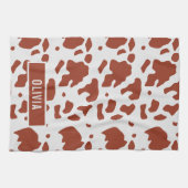 Fun Custom Name Ayrshire Koe Animal Print Patroon Theedoek (Horizontaal)