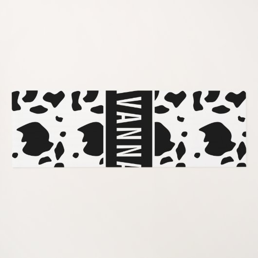 Fun Custom Name Holstein Koe Animal Print Patroon Yogamat (Achterkant (horizontaal))