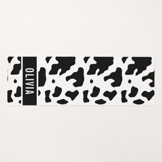 Fun Custom Name Holstein Koe Animal Print Patroon Yogamat (Voorkant (horizontaal))