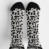 Fun Custom Name Snow Leopard Animal Print Patroon Sokken (Top)