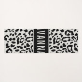 Fun Custom Name Snow Leopard Animal Print Patroon Yogamat (Achterkant (horizontaal))