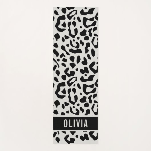 Fun Custom Name Snow Leopard Animal Print Patroon Yogamat (Voorkant)