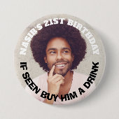 Fun Custom Photo Birthday Party Favor Ronde Button 7,6 Cm (Voorkant)
