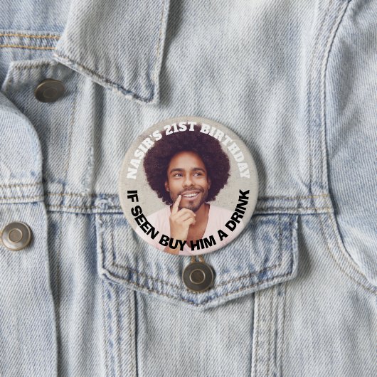 Fun Custom Photo Birthday Party Favor Ronde Button 7,6 Cm (In situ)