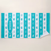 Fun Custom Retro Campers in Aqua en White Strandlaken (Voorkant)